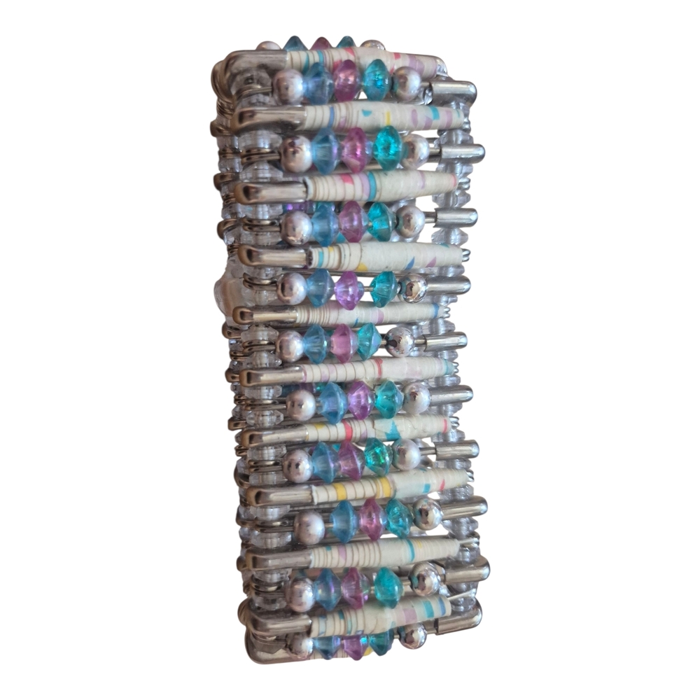 Handmade Safety Pin Pastel Beaded Bracelet